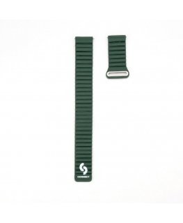 22mm Flat head Leather - Silicone Loop Magnetic Watch Strap (130mm M/L) Forest Green