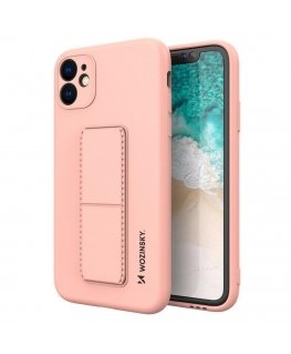 Wozinsky Kickstand Case silicone case with stand for iPhone 12 pink