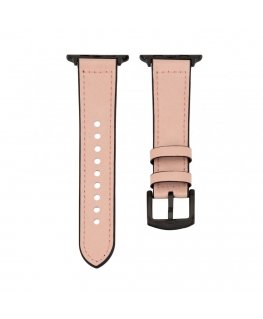Watch 38/40/41mm Silicone patch Leather Watch Strap (132mm M/L) Pink Sand
