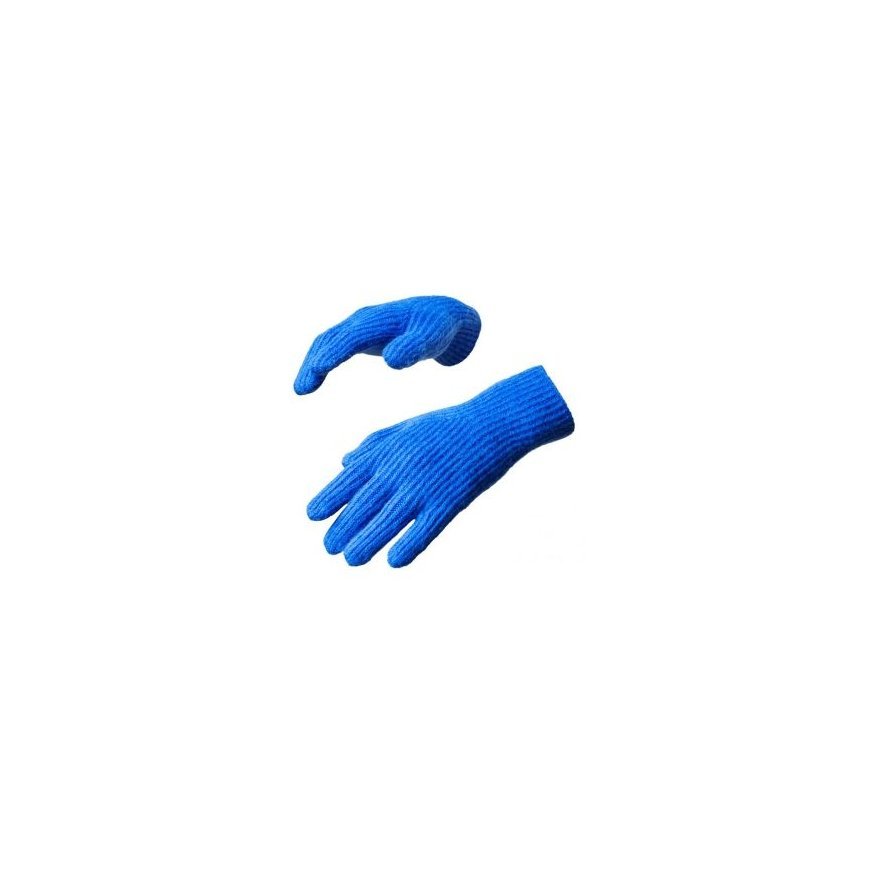 Braided telephone gloves with cutouts for fingers - blue