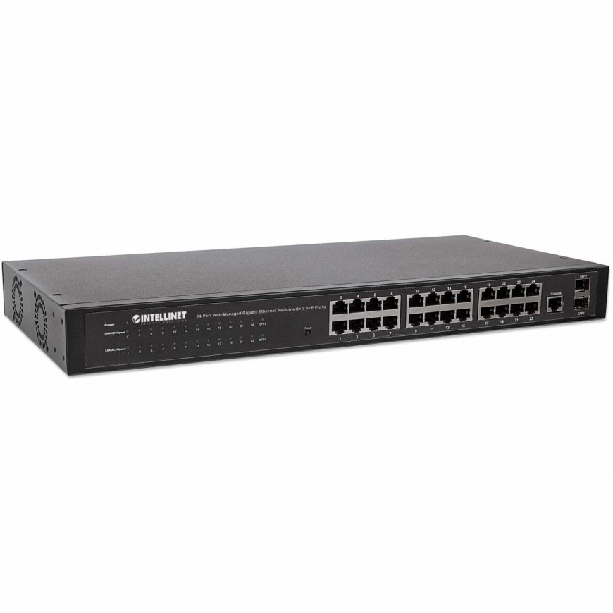 Intellinet 24-Port Network Switch, 24-Port (RJ45), Rackmount, Gigabit, 4 SFP, Ethernet Web-Smart, 10 – 3