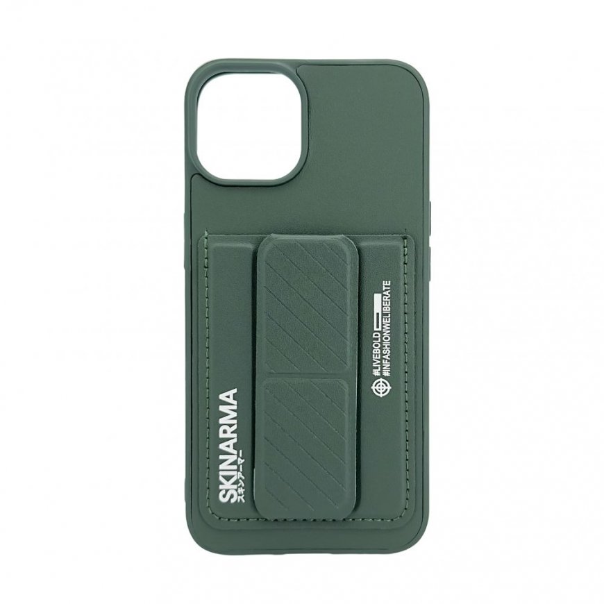 Apple iPhone 14 LEATHER HIDDEN POCKET STAND COVER Green