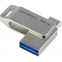 Goodram ODA3 USB atmintukas 64 GB USB Type-A / USB Type-C 3.2 Gen 1 (3.1 Gen 1) Sidabras Goodram ODA3 USB atmintukas 64 GB USB Type-A / USB Type-C 3.2 Gen 1 (3.1 Gen 1) Sidabras