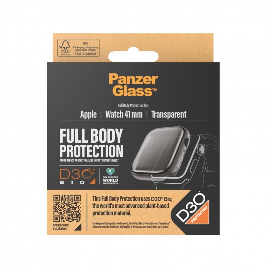 PanzerGlass ® Screen Protector Full Body Apple Watch Series 9 with D3O® | 41mm |Transparent – 3