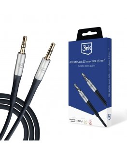 3MK 5903108528771 audiokaabel 1 m 3.5mm Must, Hõbe