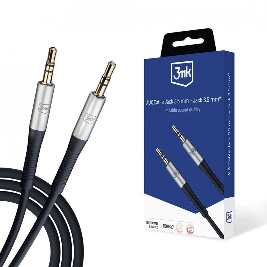 3MK 5903108528771 audio cable 1 m 3.5mm Black, Silver