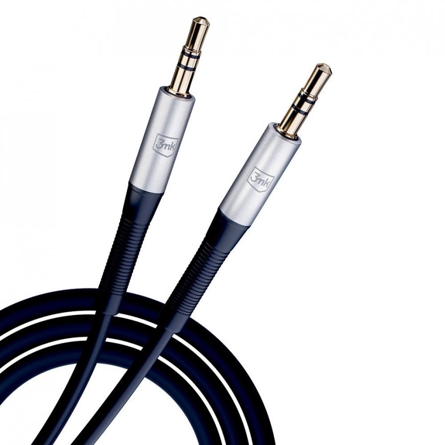 3MK 5903108528771 audiokaapeli 1 m 3.5mm musta, Hopea – 2