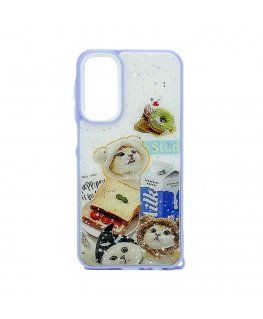Samsung Galaxy A15 EPOXY CARTOON COVER case Purple White