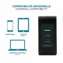 Mobilis Charger 100W 2USB C 1USBA GaN cable 100W Ноутбук, Смартфон, Планшет Черный Кабель переменног