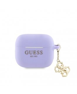 - Airpods 3 Case Silicone Classic Logo Gold With 4G Charm Purple