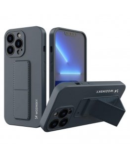 Wozinsky Kickstand Case silicone case with stand for iPhone 13 Pro navy blue