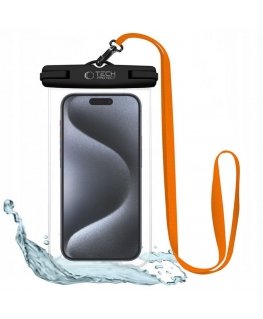 Tech-Protect Waterproof Case UWC7 waterproof cover for devices up to 6.9" - black and orange