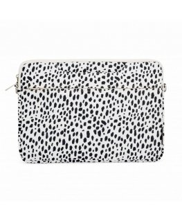 15-16 Inches Fabric Laptop Bag With Strap Leopard White