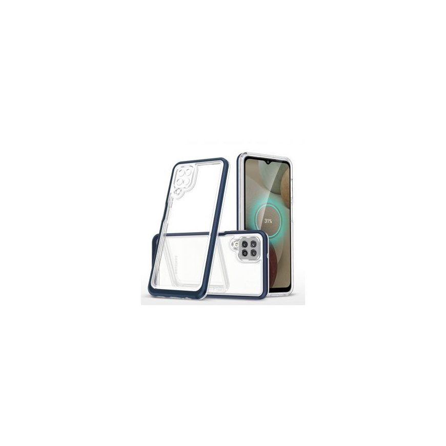 Clear 3in1 Case for Samsung Galaxy A22 4G Frame Gel Cover Blue