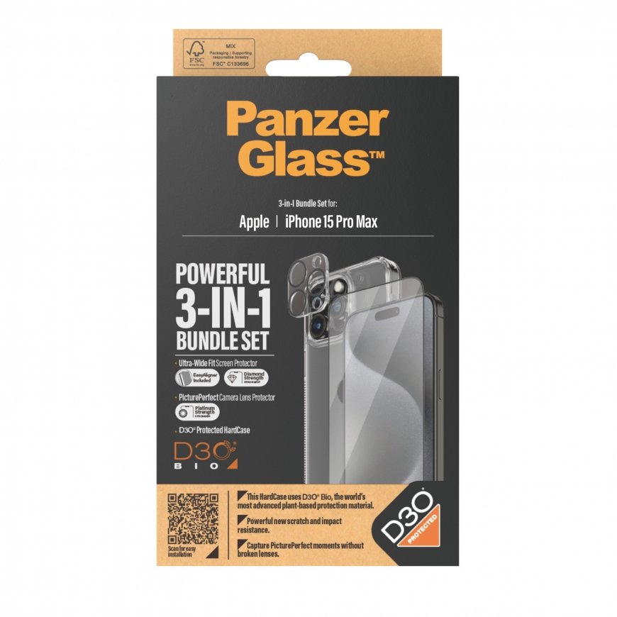 PanzerGlass ® 3-in-1 Pack iPhone 15 Pro Max – 3