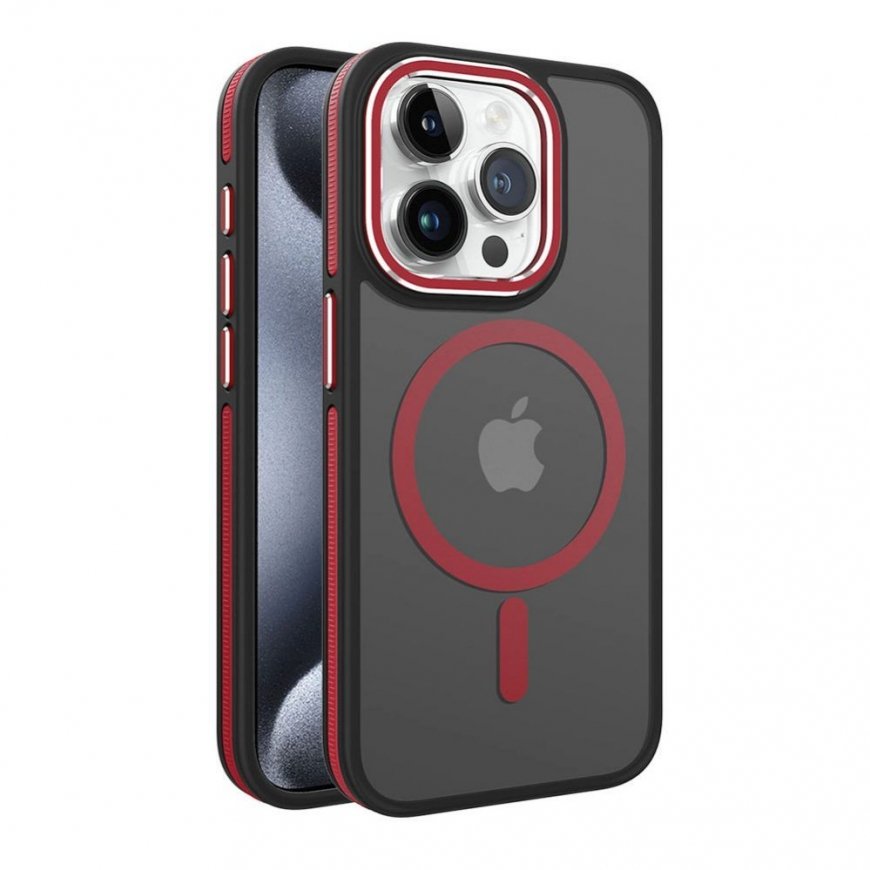 Apple iPhone 15 Pro Max DUAL METAL FRAME MAGSAFE CASE Red