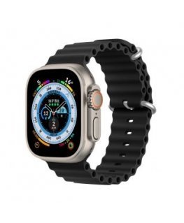 Dux Ducis Strap Watch Strap 9 / 8 / 7 / 6 / 5 / 4 / 3 / 2 / SE (45 / 44 / 42mm) Silicone Band Bracelet Black (OceanWave Version)