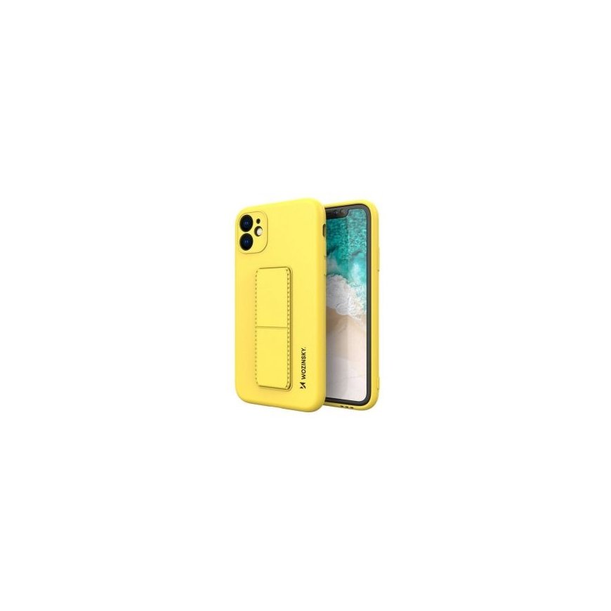 Wozinsky Kickstand Case Silicone Stand Cover for Samsung Galaxy A22 4G Yellow