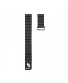22mm Flat head Leather - Silicone Loop Magnetic Watch Strap (130mm M/L) Black