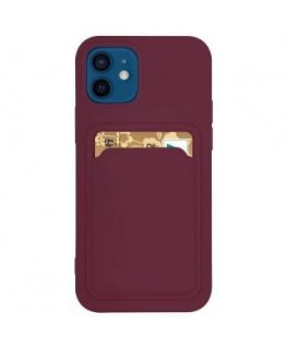 Card Case Silicone Wallet Case with Card Slot Documents for Samsung Galaxy A72 4G Burgundy
