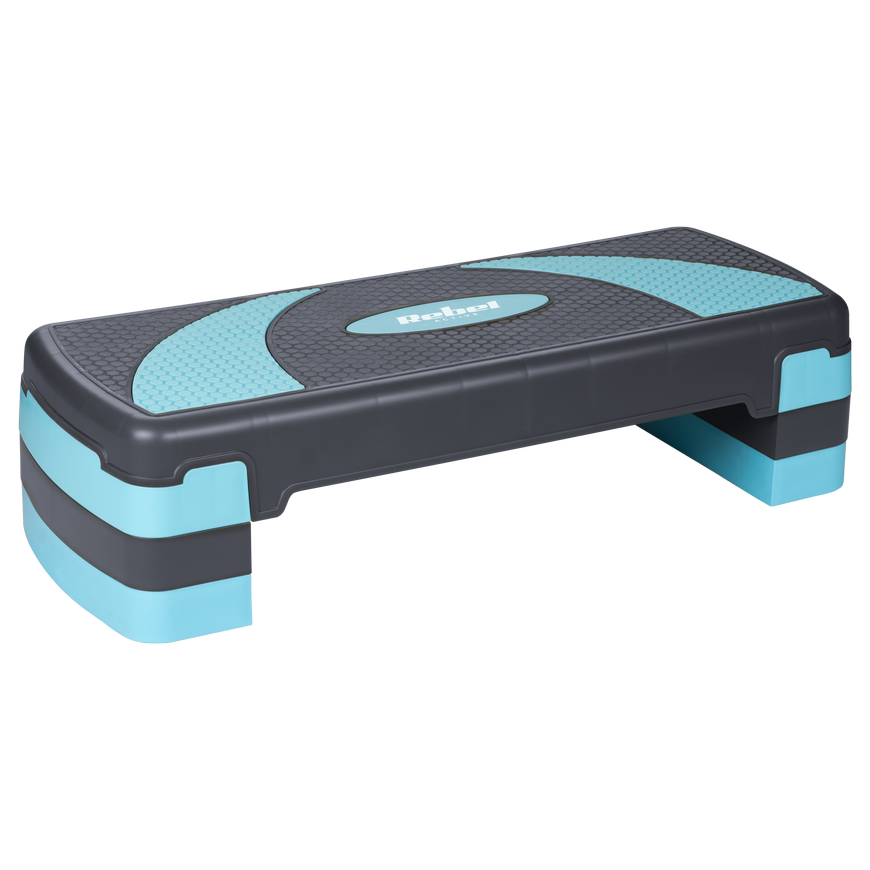 Stepper for aerobics and fitness exercises, 3 steps, gray and blue, REBEL ACTIVE – 2