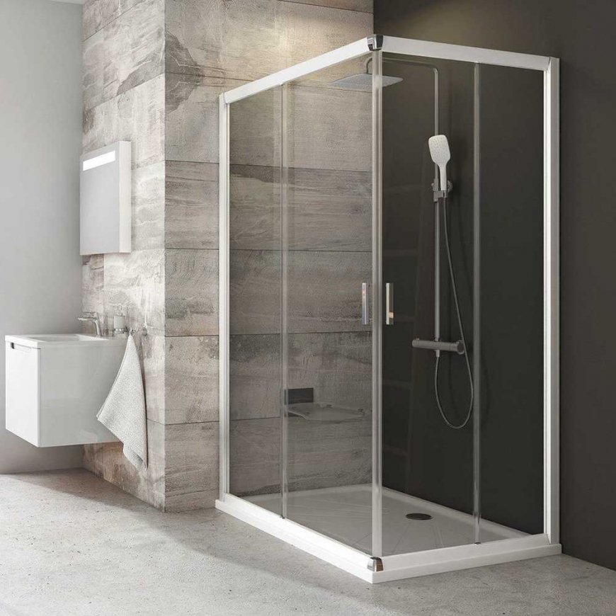 Rectangular shower cubicle wall Ravak Blix, BLRV2K-90, white+transparent glass