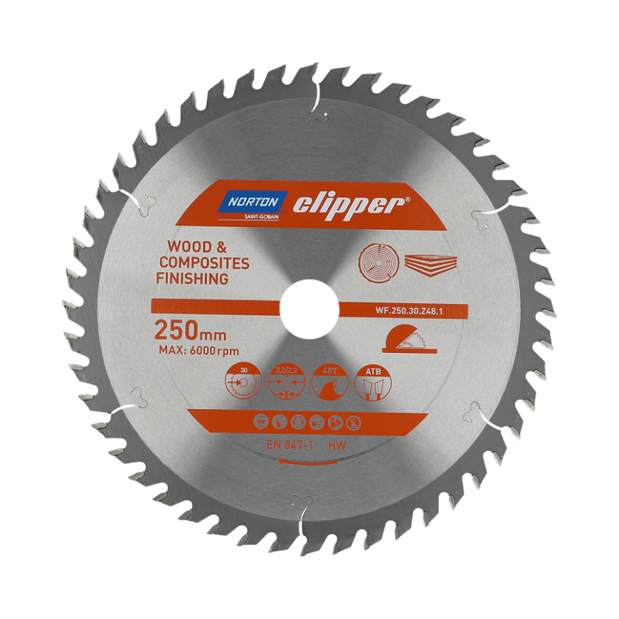 NORTON Circular Saw 250mm x 30mm x 48z WOOD AND ATB COMPOSITE (3.2 / 2.2)