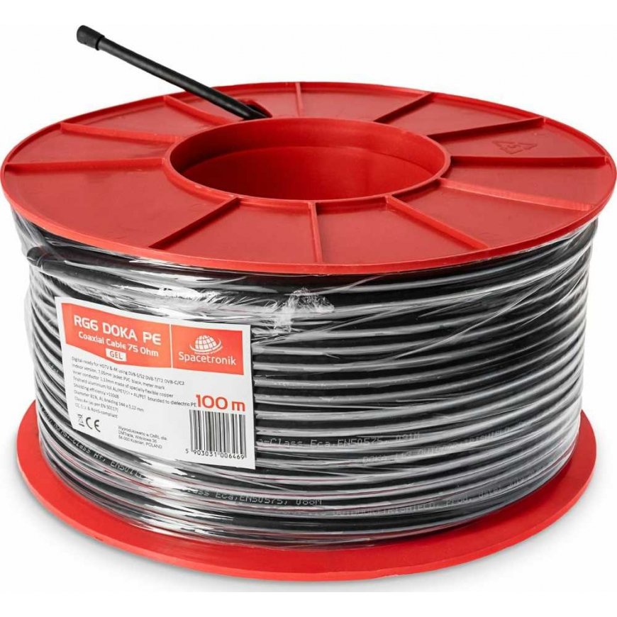 Viela Spacetronik RG6 Antenos kabelis Spacetronik DOKA PE 4K Trishield 100m