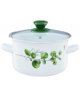 Enamel pot with lid Eucalyptus 20 cm 3.8 l ENAMEL OLKUSZ