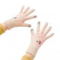 Women's winter telephone gloves with a snowman and a Christmas tree - beige Women's winter telephone gloves with a snowman and a Christmas tree - beige