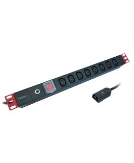 Techly I-CASE STRIP-8C tehonjakeluyksikkö 8 AC-pistorasia(a) 1U musta