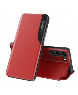 Eco Leather View Case case for Samsung Galaxy S23+ with a flip stand red