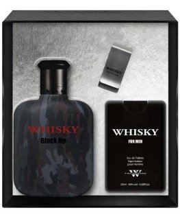 Evaflor Whiskey Black Op eau de toilette spray 100 ml + eau de toilette spray 20 ml + money clip