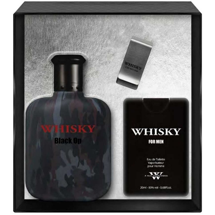Evaflor Whiskey Black Op eau de toilette spray 100 ml + eau de toilette spray 20 ml + money clip