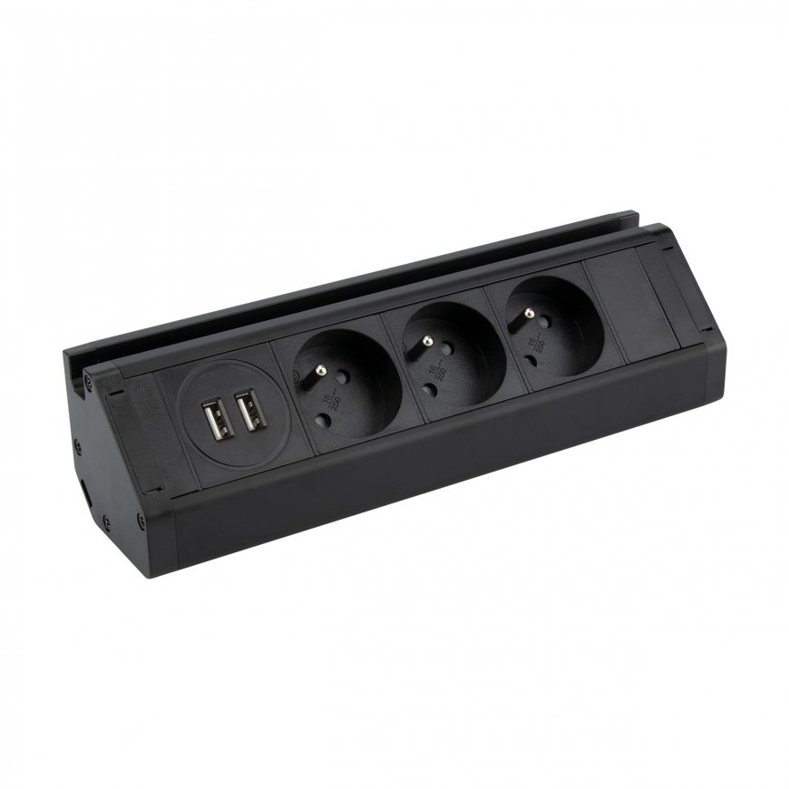 Orno Triple furniture socket with phone