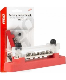 Blok rozdzielczy masy plusa bus bar m6 12v - 48v 150a amio-03810