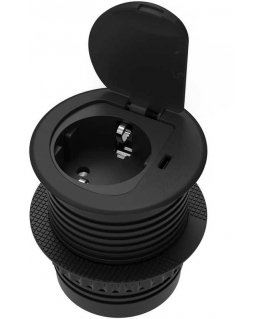 Orno Baldų lizdas ?6cm įleistas į stalviršį su dangteliu, USB įkrovikliu ir 1,9 m laidu, 1x2P+Z (Schuko), 1xUSB (C tipas 20W), j
