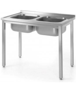 Steel wall table with screws with two sinks 100x70x85 cm - Hendi 812952