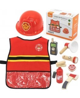 Viga Toys Small fireman set Vest + Wooden accessories, 8 pcs.