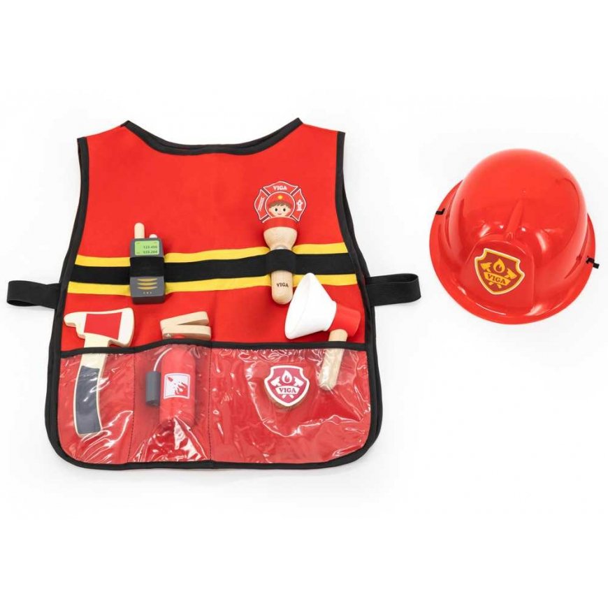 Viga Toys Small fireman set Vest + Wooden accessories, 8 pcs. – 2