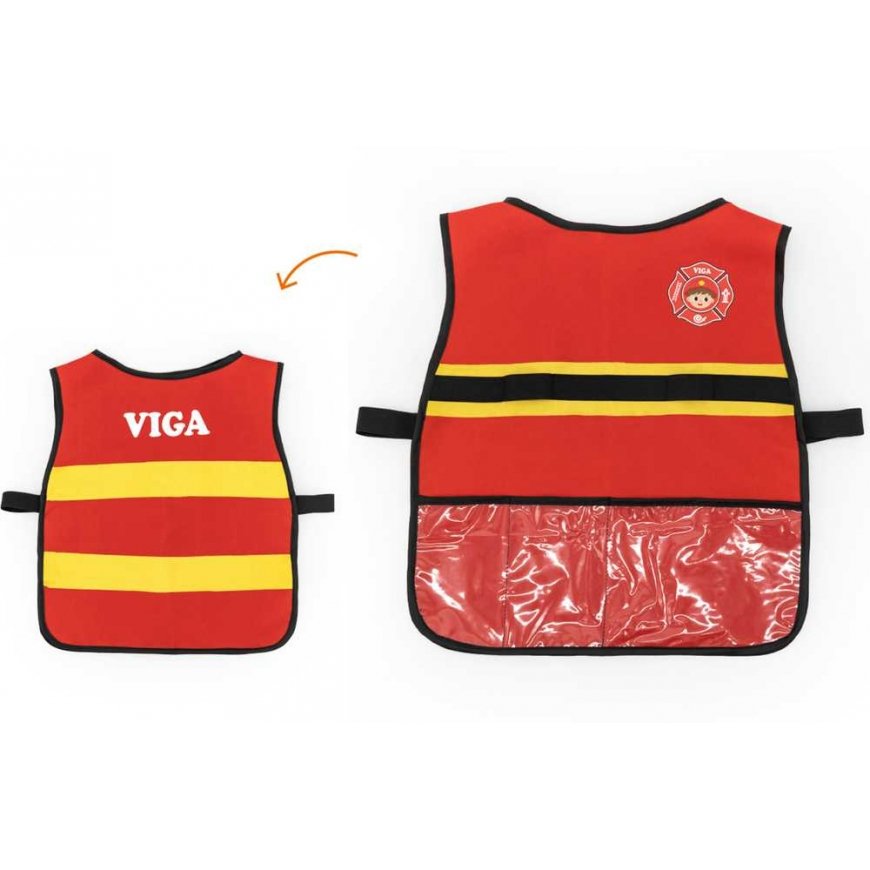 Viga Toys Small fireman set Vest + Wooden accessories, 8 pcs. – 3
