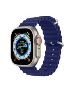 Dux Ducis Strap Watch Strap 9 / 8 / 7 / 6 / 5 / 4 / 3 / 2 / SE (41 / 40 / 38mm) Silicone Band Bracelet Navy Blue (OceanWave Vers
