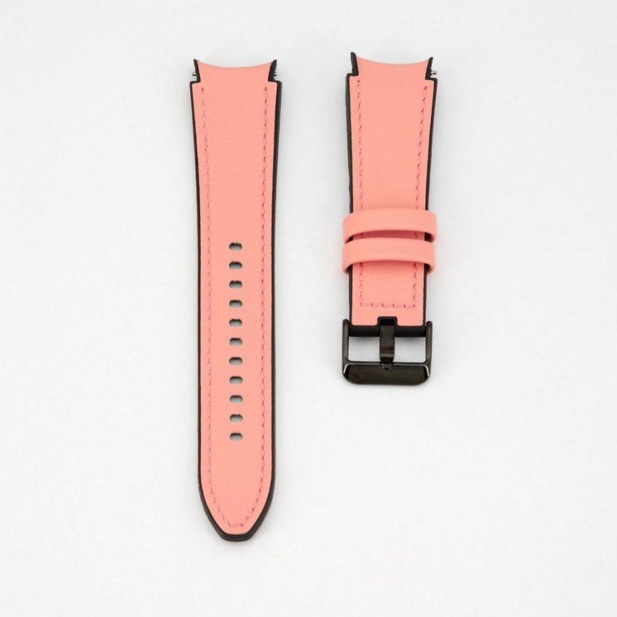 20mm Silicone Patch Leather Watch Strap (130mm M/L) Pink