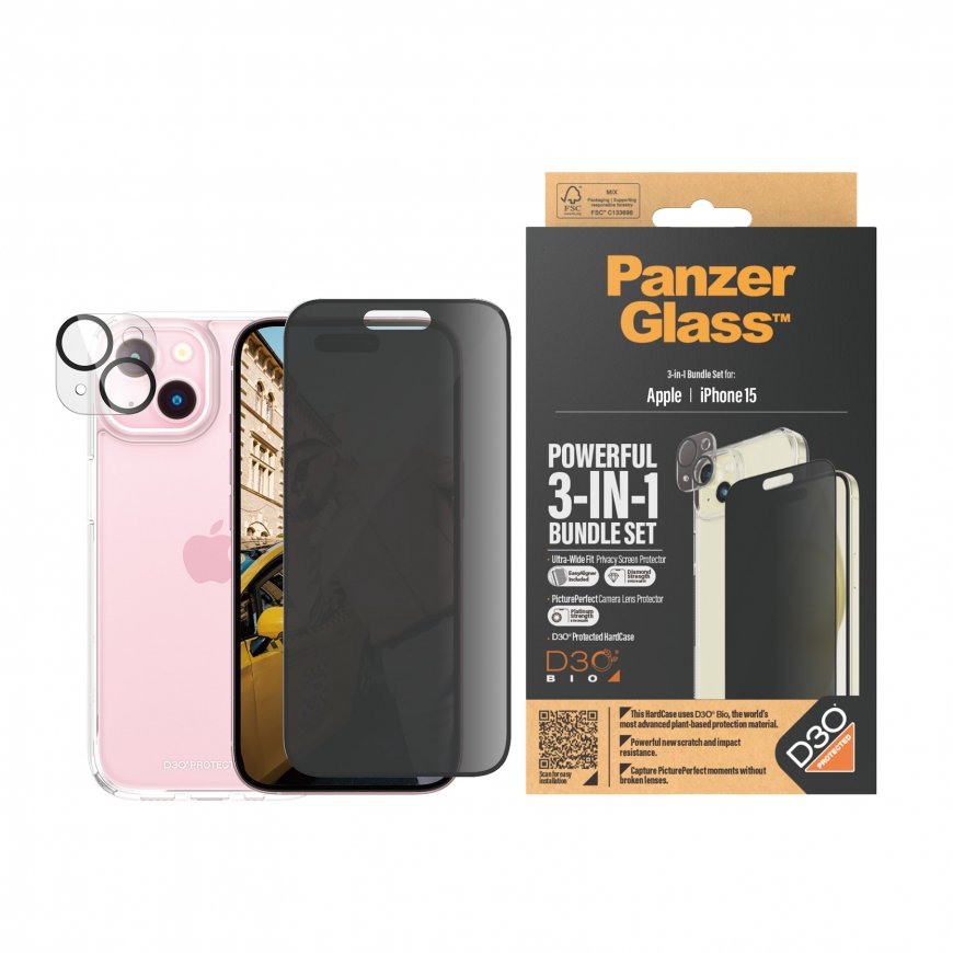 PanzerGlass Privacy 3-in-1-Pack iPhone 2023 6.1 Kirkas näytönsuoja Apple 1 kpl – 2