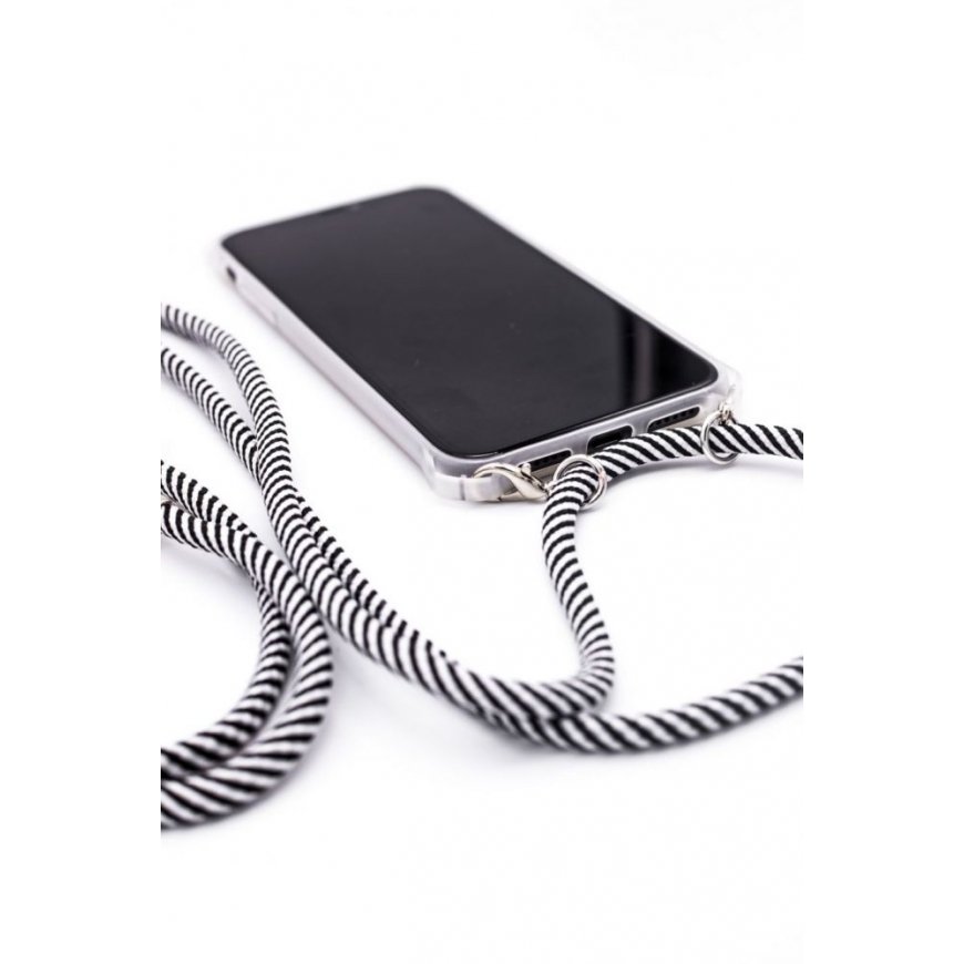 Samsung A30s Case with rope Black Stripes Transparent
