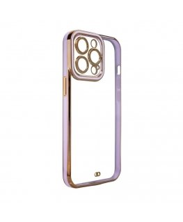 Fashion Case Case for Samsung Galaxy A12 5G Gold Frame Gel Cover Purple
