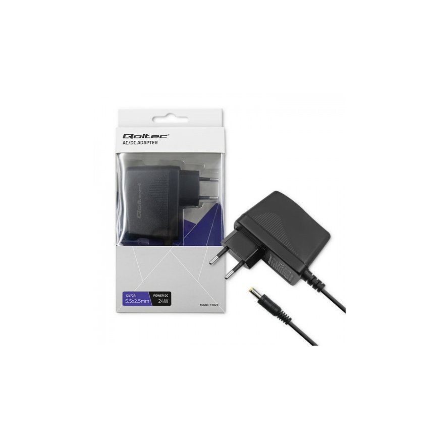 Qoltec 51023 maitinimo adapteris / inverteris Vidaus 24 W Juoda