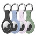 - Dux Ducis 4pcs set Silicone flexible cover keychain loop case for Apple AirTag (Black / Green / Pink / Blue)
