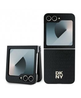 DKNY Repeat Pattern Stack Logo Case for Samsung Galaxy Z Flip6 - Black