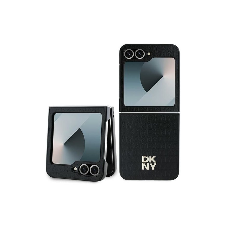 DKNY Repeat Pattern Stack Logo Case for Samsung Galaxy Z Flip6 - Black